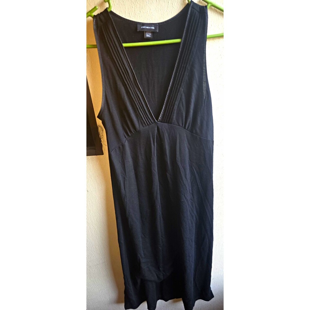 Jones New York Womens S Black Solid Sleeveless V-Neck Maxi Midi Dress